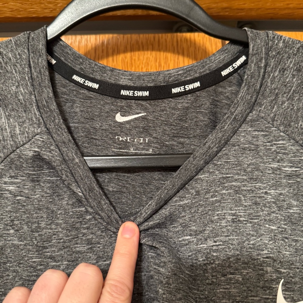 Men's Nike Dri-FIT UPF 40+ Hydroguard
Short Sleeve Swim Tee in grey heather. - Picture 6 of 6